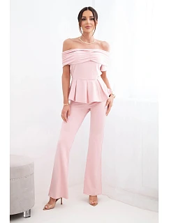 Dámský bavlněný komplet s krátkým rukávem a šortkami žlutý