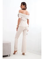 Dámský bavlněný komplet s krátkým rukávem a šortkami žlutý