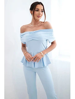 Dámský bavlněný komplet s krátkým rukávem a šortkami žlutý