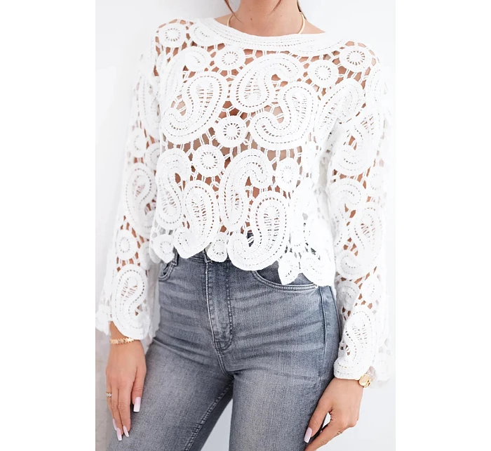 Dámský letní krajkový svetr s knoflíky a dlouhým rukávem černý Dámský letní krajkový svetr s knoflíky a dlouhým rukávem černý