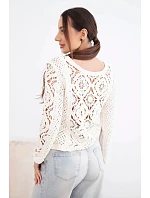 Dámský letní krajkový svetr s knoflíky a dlouhým rukávem černý