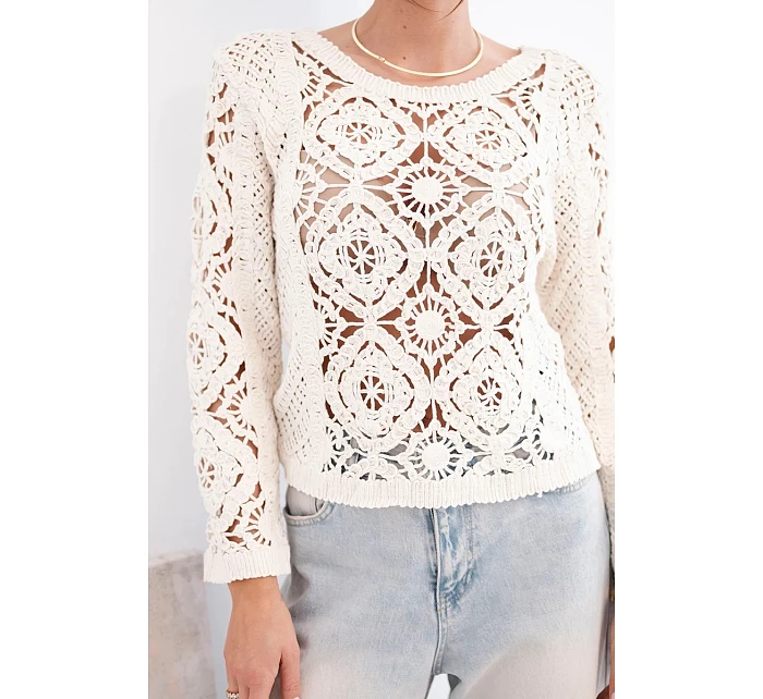 Dámský letní krajkový svetr s knoflíky a dlouhým rukávem černý Dámský letní krajkový svetr s knoflíky a dlouhým rukávem černý