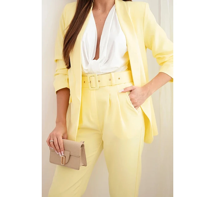 Elegantní komplet saka s kalhotami žlutý Elegantní komplet saka s kalhotami žlutý