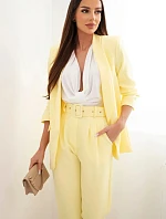 Elegantní komplet saka s kalhotami žlutý