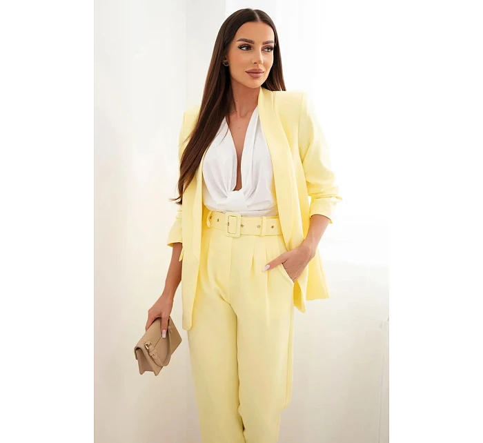Elegantní komplet saka s kalhotami žlutý Elegantní komplet saka s kalhotami žlutý