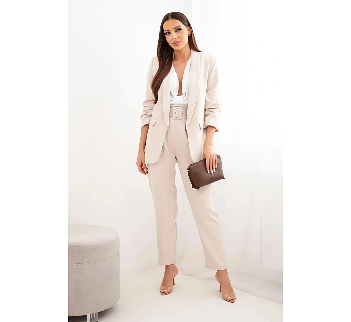 Elegantní komplet saka a kalhot béžový Elegantní komplet saka a kalhot béžový