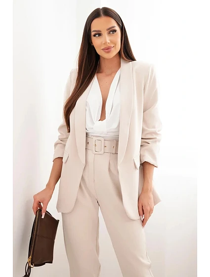 Elegantní komplet saka a kalhot béžový Elegantní komplet saka a kalhot béžový