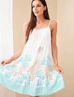 Dámské šaty na ramínka s potiskem mátová