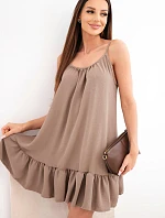 Dámské viskózové šaty na ramínkách s volánem a vázáním fango