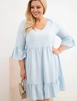 Dámské šaty Plus Size z viskózy s ažurovým zdobením modrá