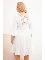 Dámské šaty Plus Size z viskózy s ažurovým zdobením bílá