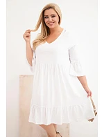 Dámské šaty Plus Size z viskózy s ažurovým zdobením bílá