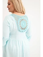 Viskózové dámské šaty Plus Size s ažurovým zdobením mentolová
