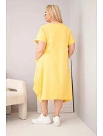 Dámské šaty Plus Size bavlněné s kapsami žlutá