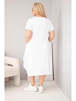 Dámské šaty Plus Size bavlněné s kapsami bílá