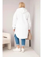 Dámský kabát Plus Size s kapucí model 22136653 na knoflíky bílý - K-Fashion