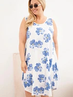 Dámské šaty Plus Size z viskózy s květinovým vzorem na ramínkách bílá