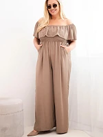 Dámský overal Plus Size s volánem a krátkým rukávem fango