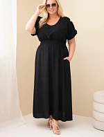 Dámské šaty Plus Size s řaseným pasem černá