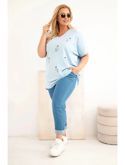 Dámská bavlněná halenka Plus Size s model 22185749 modrá - K-Fashion Dámská bavlněná halenka Plus Size s model 22185749 modrá - K-Fashion