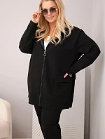 Dámská bavlněná souprava Plus Size s mikinou a kalhotami černá