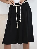 Dámské viskózové letní boho kraťasy s páskem černé