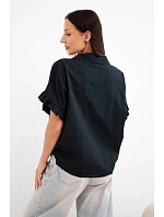 Dámská bavlněná model 22207095 košile s květinovou výšivkou černá - K-Fashion Dámská bavlněná model 22207095 košile s květinovou výšivkou černá - K-Fashion