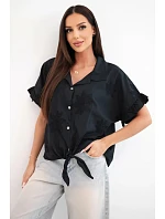 Dámská bavlněná model 22207095 košile s květinovou výšivkou černá - K-Fashion Dámská bavlněná model 22207095 košile s květinovou výšivkou černá - K-Fashion