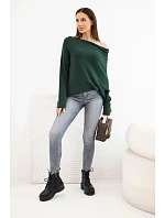 Dámský asymetrický batwing svetr z viskózy modrý Dámský asymetrický batwing svetr z viskózy modrý