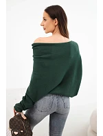 Dámský asymetrický batwing svetr z viskózy modrý Dámský asymetrický batwing svetr z viskózy modrý