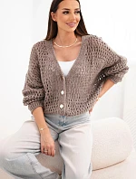 Dámský svetr oversized s knoflíky a průstřihy fango zelený
