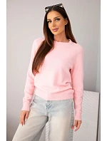 Dámský svetr z baby alpaky s dlouhým rukávem a kulatým výstřihem růžový cukrový Dámský svetr z baby alpaky s dlouhým rukávem a kulatým výstřihem růžový cukrový