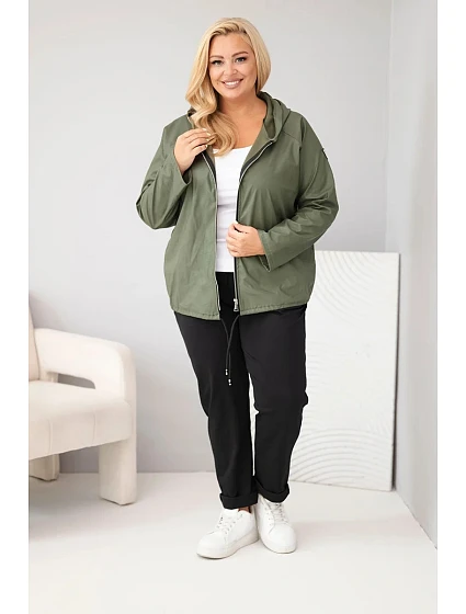 Dámská bunda Plus Size s kapucí a spodním khaki model 22297036 - K-Fashion