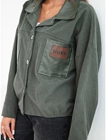 Dámská manšestrová bunda s kapsami a model 22347736 khaki - K-Fashion