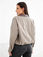 Dámská manšestrová bunda s kapsami a model 22347738 fango zelená - K-Fashion