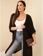 Dámský oversized svetr s volným pletením bez zapínání hnědý Dámský oversized svetr s volným pletením bez zapínání hnědý
