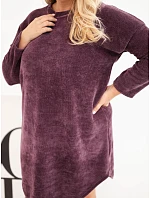 Dámské šaty Plus Size manšestrové s volným střihem fialová tmavá Dámské šaty Plus Size manšestrové s volným střihem fialová tmavá