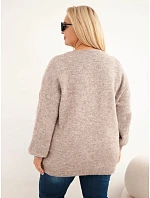 Dámský svetr Plus Size s vlnou a výstřihem do V fango