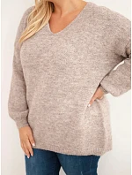 Dámský svetr Plus Size s vlnou a výstřihem do V fango