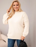 Dámský svetr Plus Size volného střihu s dlouhým rukávem béžová