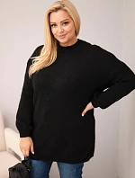 Dámský svetr Plus Size volného střihu s dlouhým rukávem černý