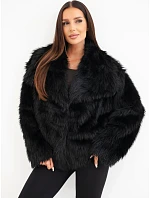 Krátká dámská model 22550902 bunda s velkým límcem černá - K-Fashion Krátká dámská model 22550902 bunda s velkým límcem černá - K-Fashion