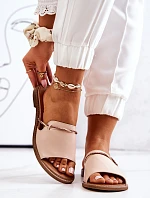Kožené Nazouváky Lewski Shoes 3047 Béžové