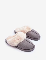 Dámské Pantofle s Kožešinou Šedé Pinky