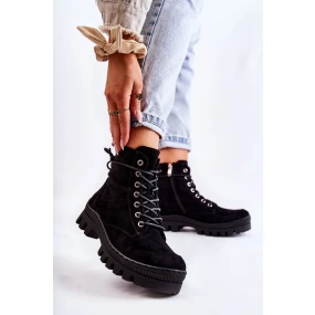 Suede Trappers S prošíváním Černé model 21578144 - S.Barski Suede Trappers S prošíváním Černé model 21578144 - S.Barski