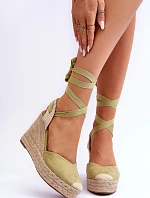 Vázané Sandály Na Vysokém Klínu Zelené Lendy