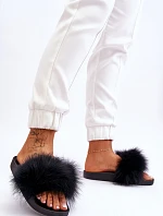 Dámské gumové pantofle s kožešinou černá Lucrece