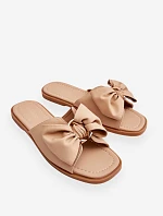 Dámské kožené pantofle s mašlí Béžové Becky