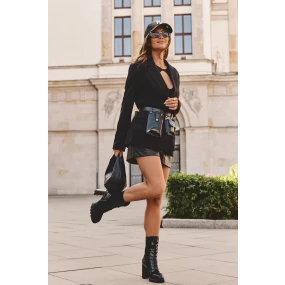 Kůže Šněrovací Boty Na Masivním Sloupku Černá Khariah Kůže Šněrovací Boty Na Masivním Sloupku Černá Khariah