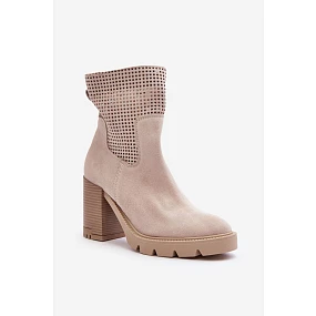 Dámské Ažurové Zámecké Boty Světle Béžové Lewski 3386